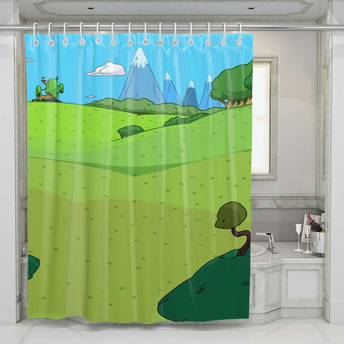 mountain adventure time shower curtains