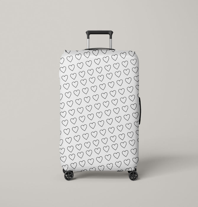 monochrome loves heart icon sign Luggage Cover | suitcase