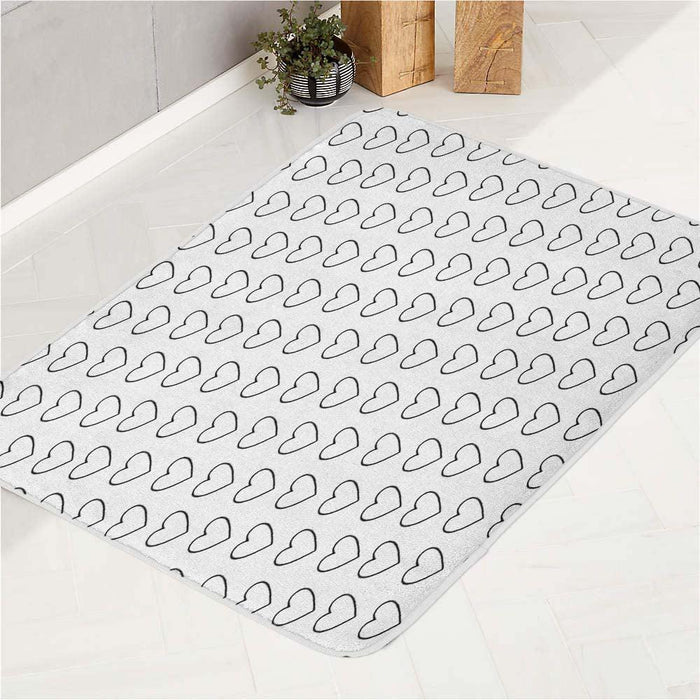 monochrome loves heart icon sign bath rugs