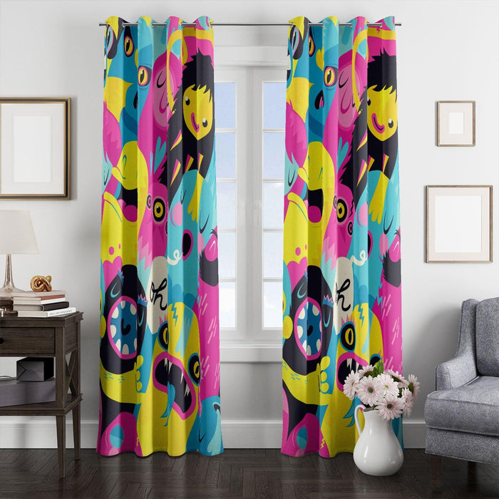 monsters pop color 21 century window Curtain