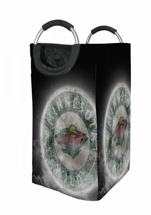 minnesota wild logo freezing Laundry Hamper | Laundry Basket