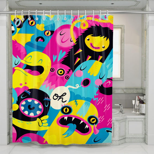 monsters pop color 21 century shower curtains