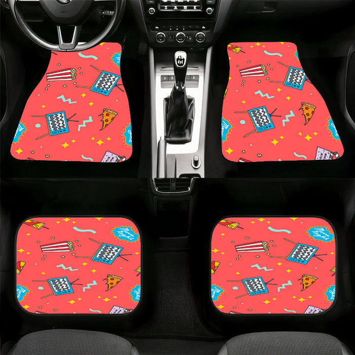 movies pizza and popcorn Car floor mats Universal fit