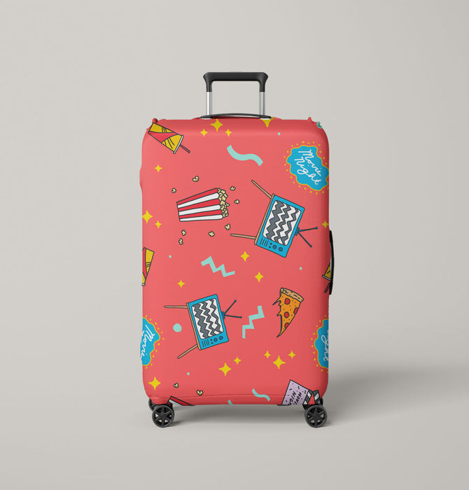 movies pizza and popcorn Luggage Cover | suitcase