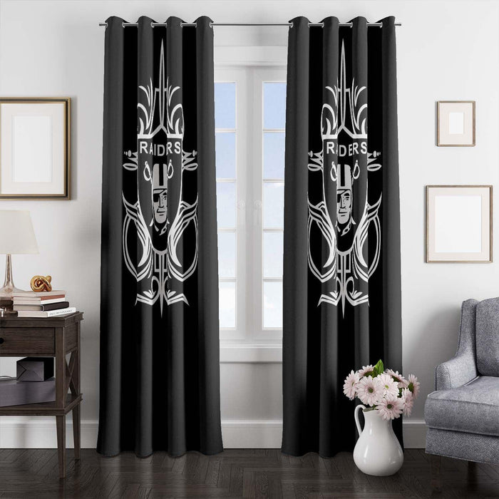 monochrome of oakland raiders window Curtain