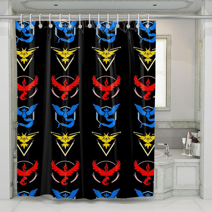 mystic team logo pokemon shower curtains