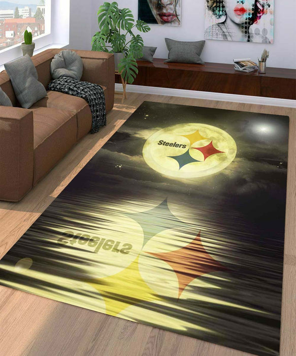 moon of steelers at the lake Living room carpet rugs