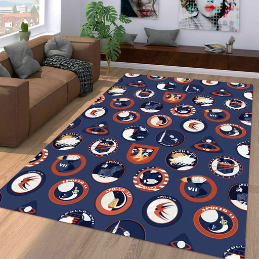 nasa badge spaces blue Living room carpet rugs