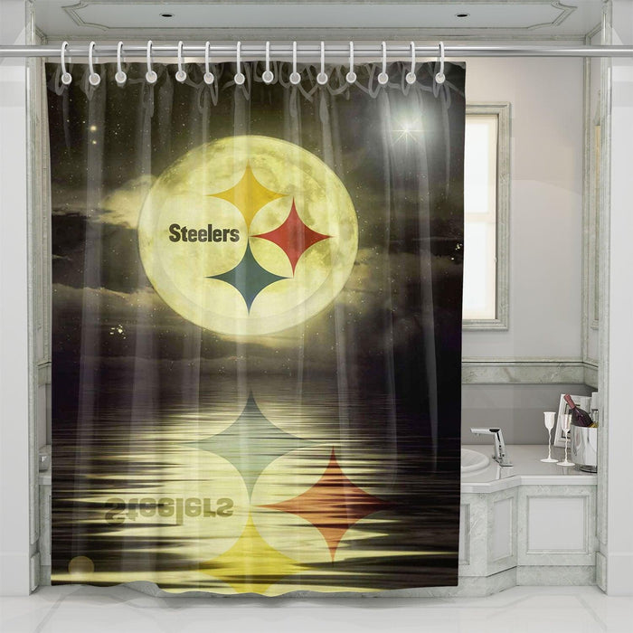 moon of steelers at the lake shower curtains