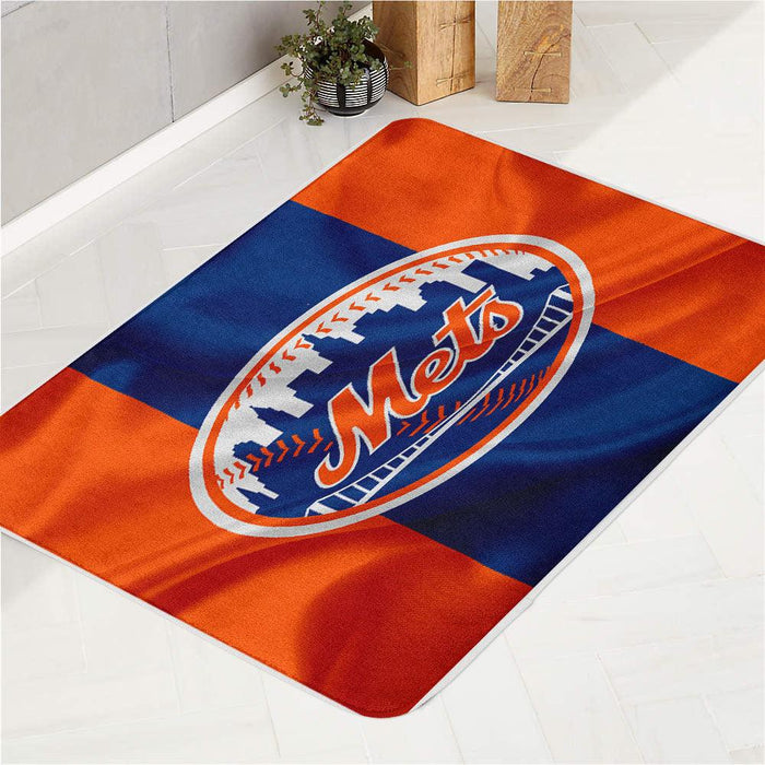 new york mets red blue flag bath rugs