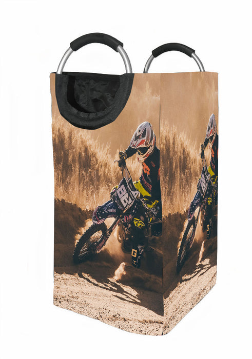 motocross in desert Laundry Hamper | Laundry Basket