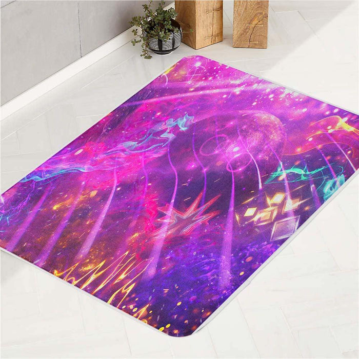 nebula neon colors fractal glitch pattern bath rugs