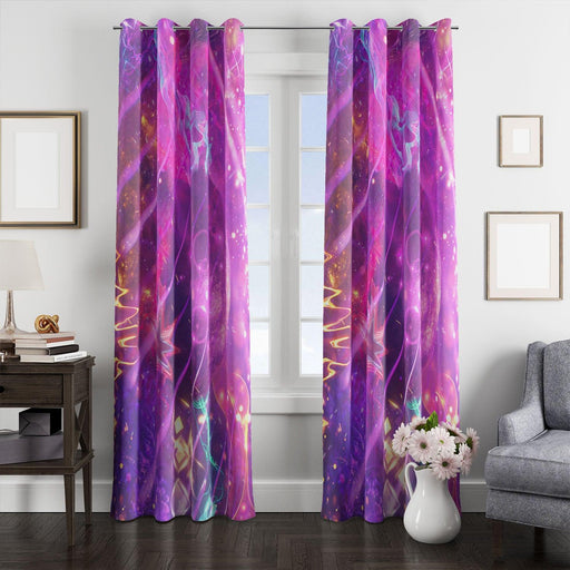 nebula neon colors fractal glitch pattern window Curtain