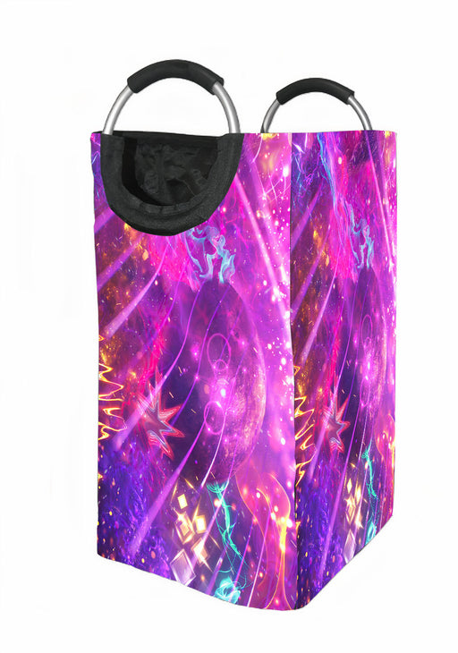 nebula neon colors fractal glitch pattern Laundry Hamper | Laundry Basket