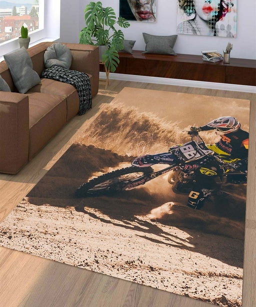 motocross in desert Living room carpet rugs