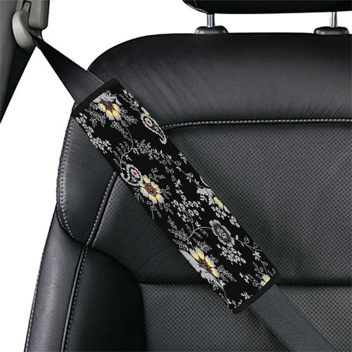 negative grey floral ornament Car seat belt cover