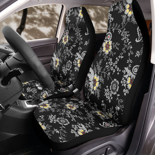 negative grey floral ornament Car Seat Covers