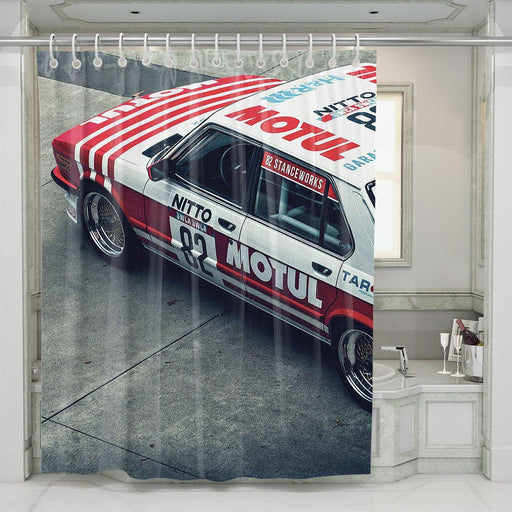 motul old car racing shower curtains