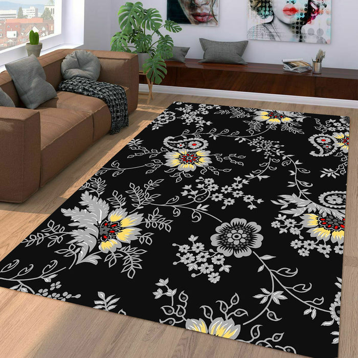 negative grey floral ornament Living room carpet rugs