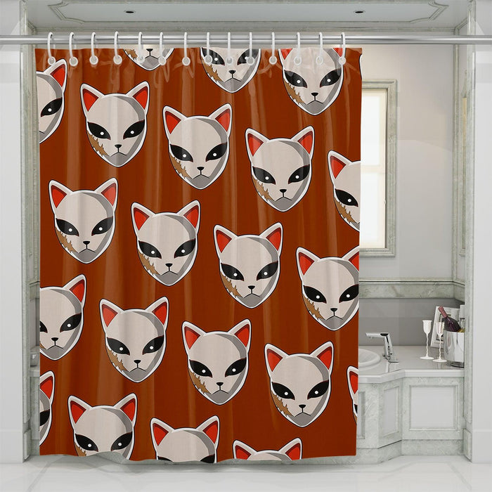 neko mask demon slayer shower curtains