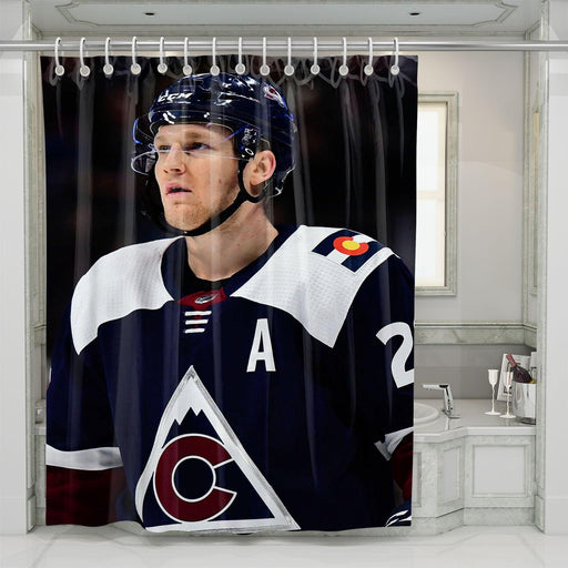 nathan mackinnon as best player nhl shower curtains