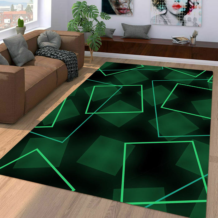 neon square green light Living room carpet rugs