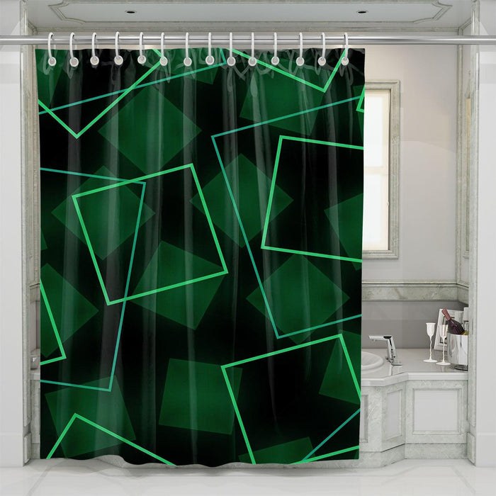 neon square green light shower curtains