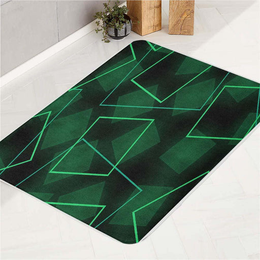 neon square green light bath rugs