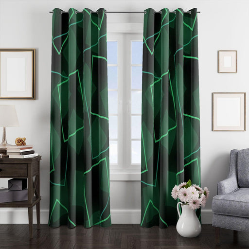 neon square green light window Curtain