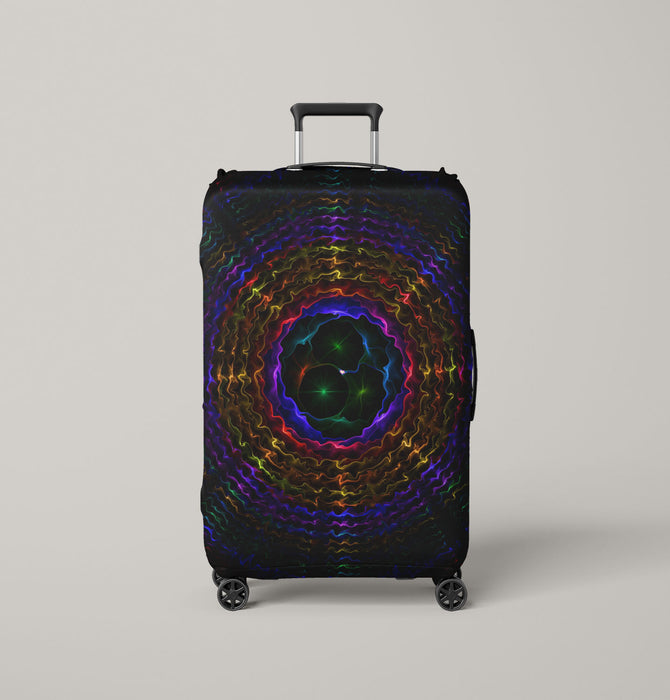 neon wave dark circle Luggage Cover | suitcase