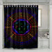 neon wave dark circle shower curtains