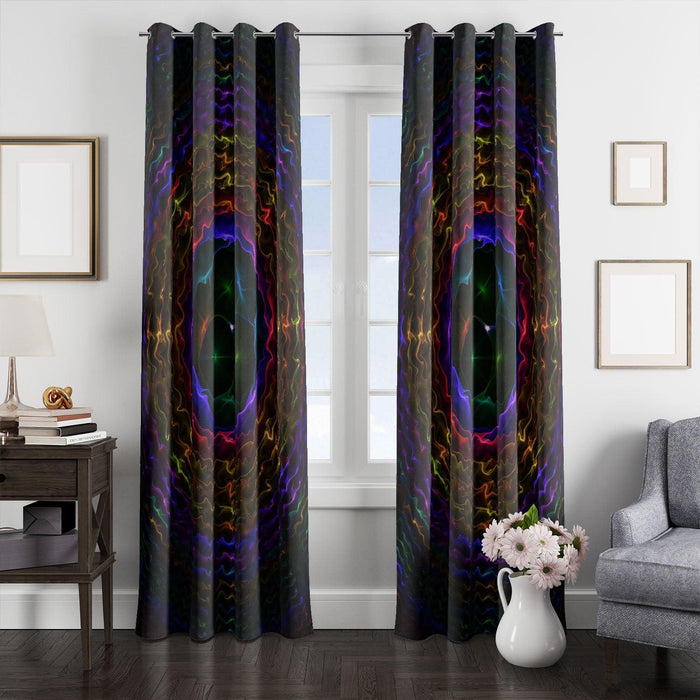 neon wave dark circle window Curtain