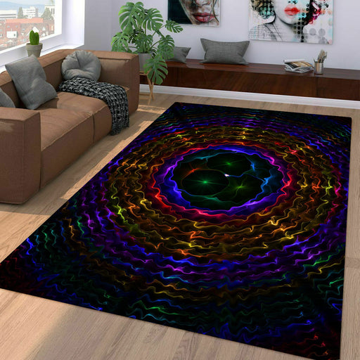 neon wave dark circle Living room carpet rugs