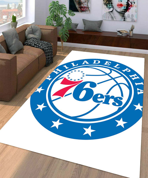 nba logo of philadelphia 76ers Living room carpet rugs