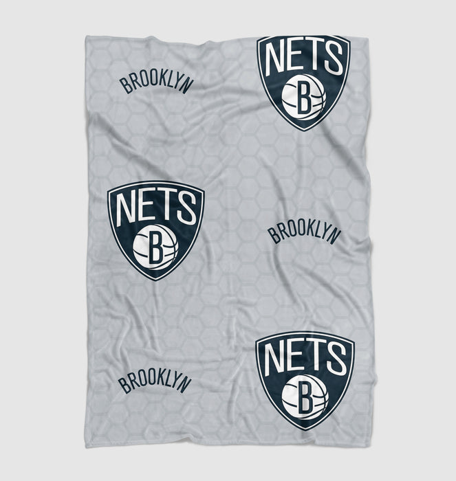 nets brooklyn hexagon font logo Ultra soft fleece blanket