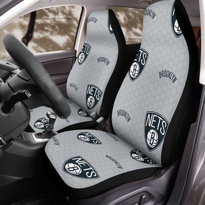 nets brooklyn hexagon font logo Car Seat Covers