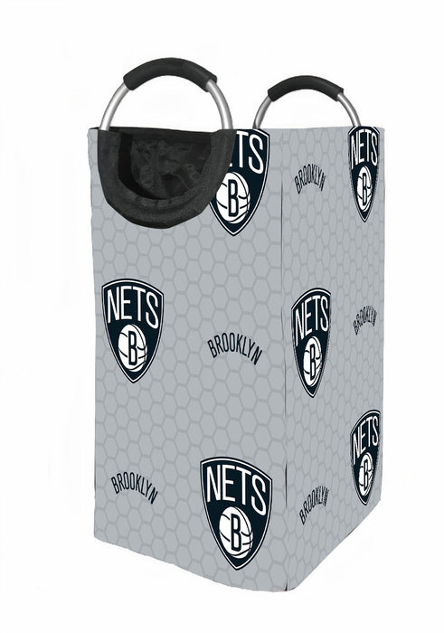 nets brooklyn hexagon font logo Laundry Hamper | Laundry Basket