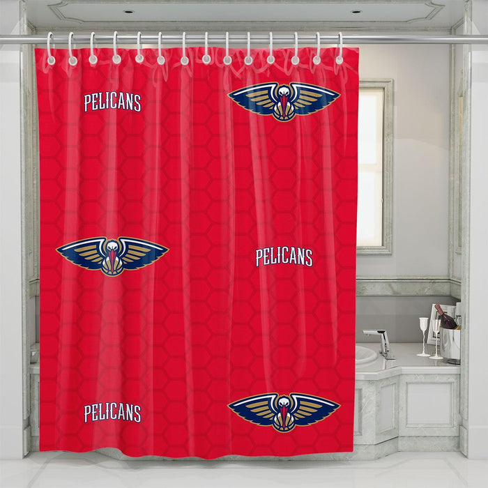 new orleans pelicans nba logo red shower curtains