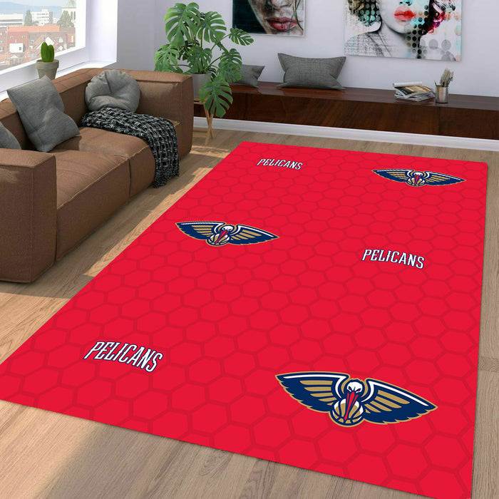 new orleans pelicans nba logo red Living room carpet rugs