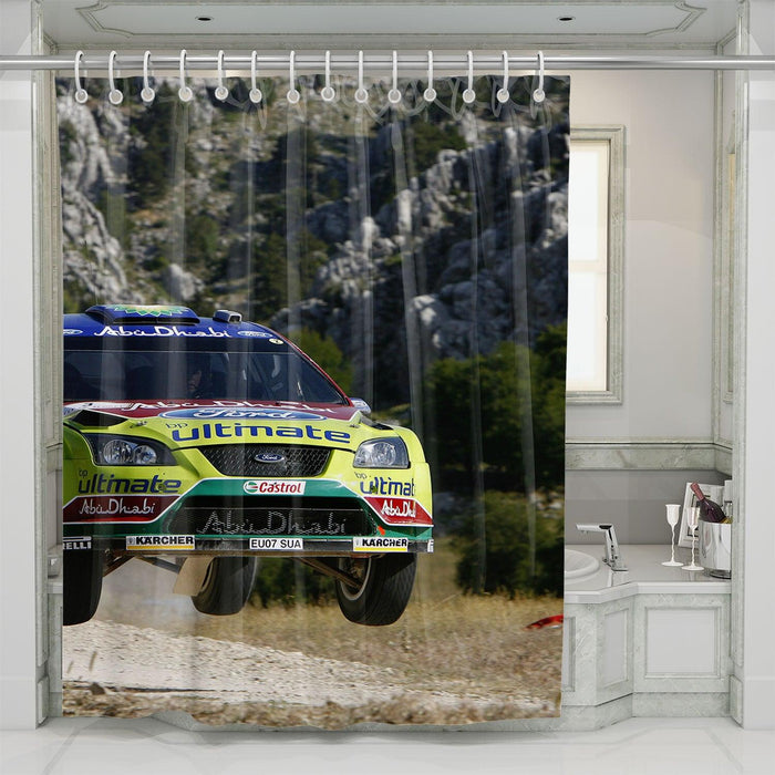 never break car racing shower curtains