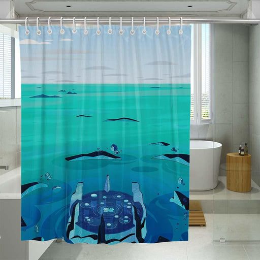 orange eyes dog shower curtains