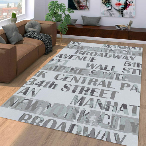 new york city typography america Living room carpet rugs