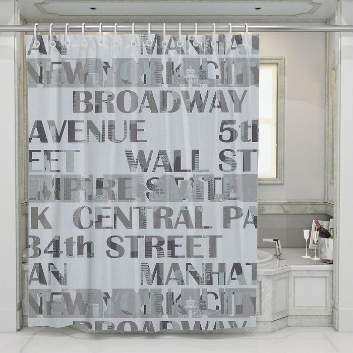 new york city typography america shower curtains