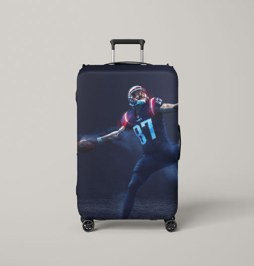 new england patriots player throwing Luggage Covers | Suitcase