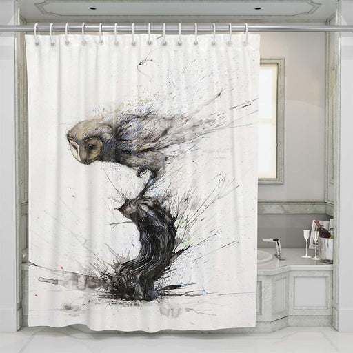 owl landing shower curtains