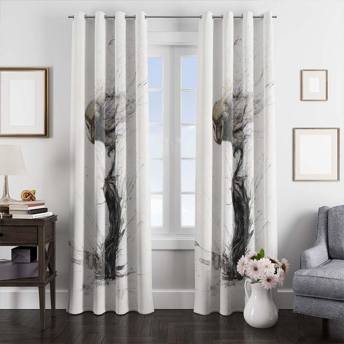 owl landing window curtains