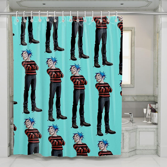 noodle british visual member gorillaz shower curtains