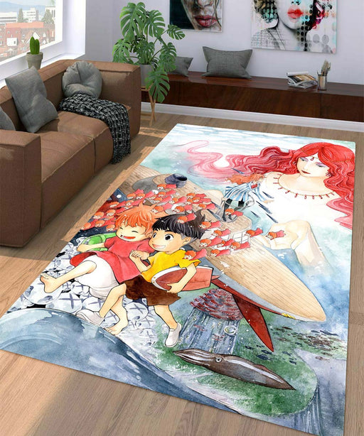 painting scene ponyo Living room carpet rugs