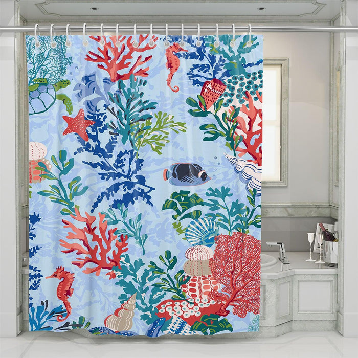 oceans with the flora and fauna shower curtains