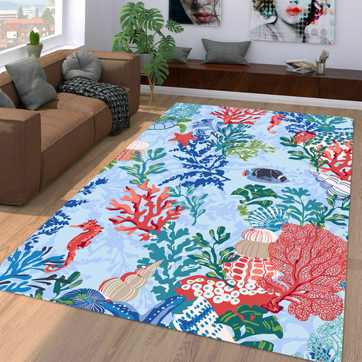 oceans with the flora and fauna Living room carpet rugs